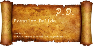 Preszler Dalida névjegykártya
